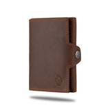 Santo Slim Wallet mit Münzfach | Kreditkartenetui Kartenhalter Geldbeutel | RFID Protection | aus Echtleder von Vorne Farbe Dunkelbraun