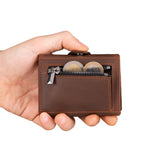 Santo Slim Wallet mit Münzfach | Kreditkartenetui Kartenhalter Geldbeutel | RFID Protection | aus Echtleder Münzfach Farbe Dunkelbraun