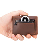 Santo Slim Wallet mit Münzfach | Kreditkartenetui Kartenhalter Geldbeutel | RFID Protection | aus Echtleder Apple AirTag Farbe Dunkelbraun