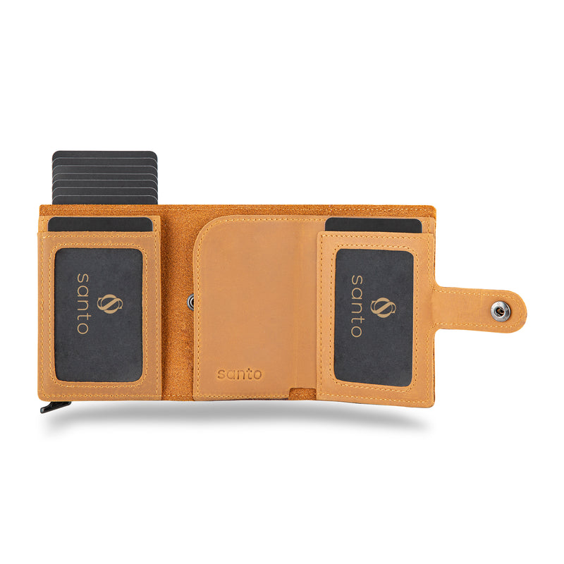 Santo Smart Wallet mit Münzfach | Kreditkartenetui Kartenhalter Geldbeutel | RFID Protection | aus Echtleder